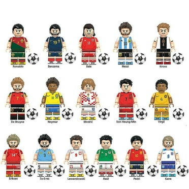DOTDROPUI New World Football Soccer Players Figures Building Set (16 Pieces)