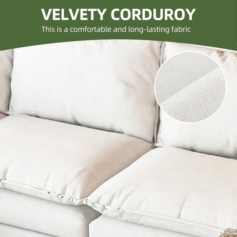 Uforic Sectional Sofa with Ottoman, 142" U Shape Modern 6 Seat Cloud Couch with Pillow-Armrest, Beige