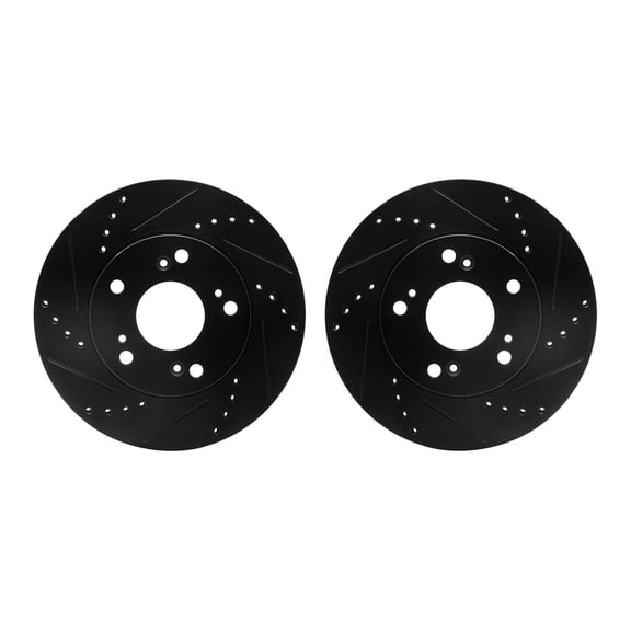 Dynamic Friction Company Front Brake Rotors-Drilled and Slotted-Black 8002-59007