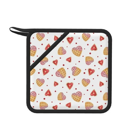

1 PCS Pot Holders for Kitchen - Heat Resistant Silicone Pot Holders with Hanging Loop Heart Waffle Print Non Slip Oven Hot Pads Potholders for Decor Baking Cooking Kitchen