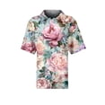 thumbnail image 4 of Womens Plus Size Casual Henley Waffle Knit Button-Up Top Short Sleeve Polo Shirt, 4 of 5