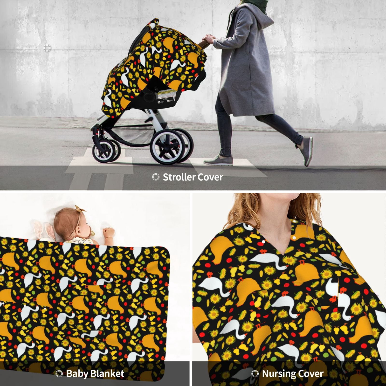 Car Seat Cover Baby - Farm Goose Breathable Infant Car Seat Cover for Baby Carseat, Lightweight Comfort Baby Essentials Must Haves Newborn Stuff for Girl Boy