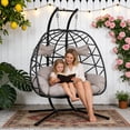 thumbnail image 2 of FKS LIFE Double Egg Chair with Stand Hammock Chair Cushion Outdoor Patio Wicker Loveseat Hanging Egg Chairs for 2 Persons, 2 of 8