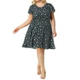 thumbnail image 2 of MODA NOVA Juniors Plus Size Summer V Neck Dirty Floral Peplum Midi Dress, 2 of 6