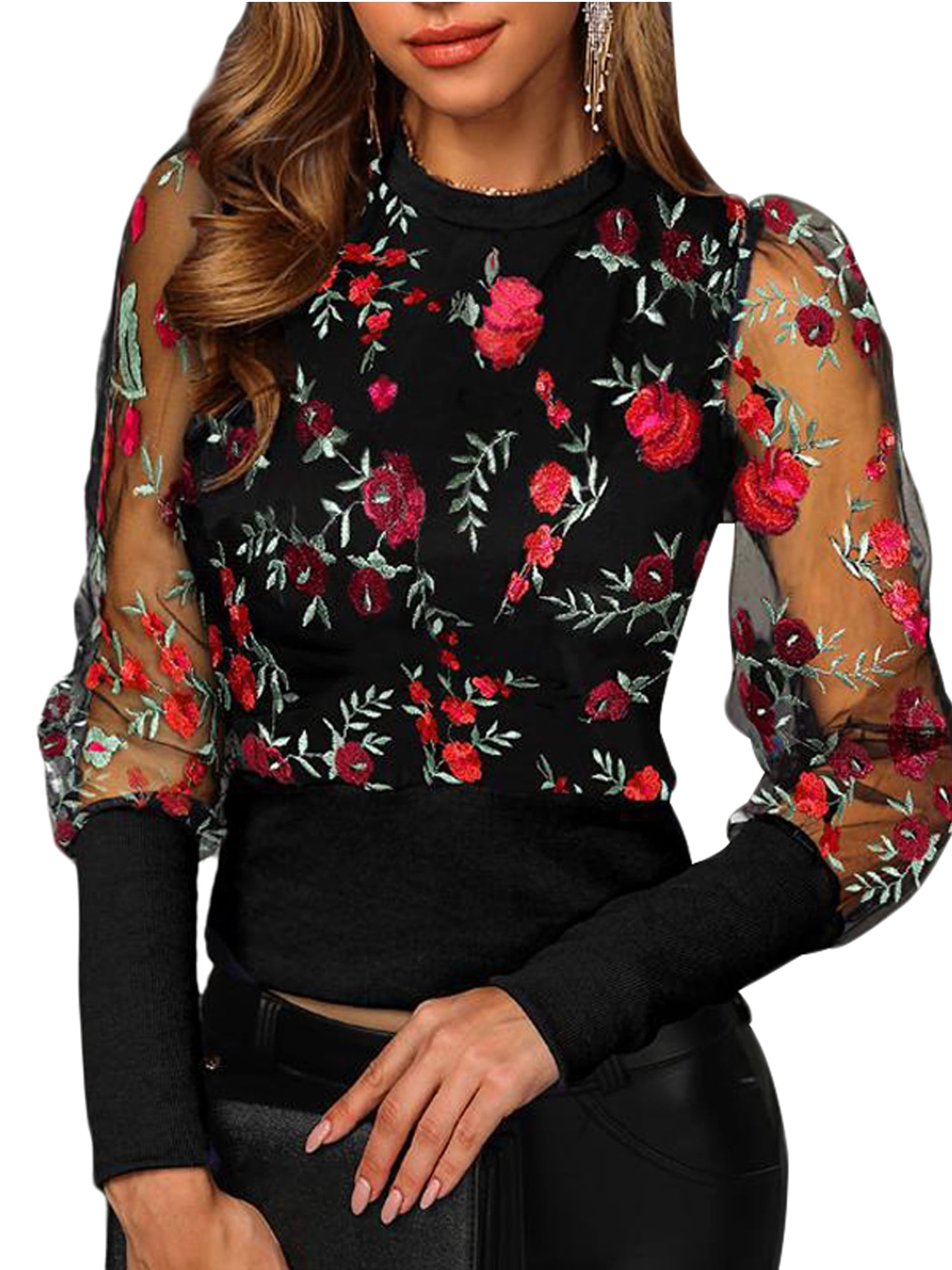 jumper with see through sleeves