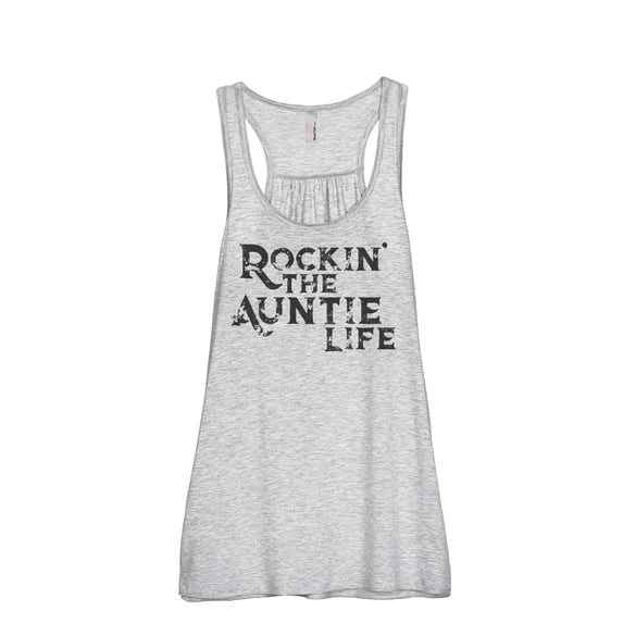 Rockin' The Auntie Life Women's Fashion Sleeveless Flowy Racerback Tank Top Sport Grey Medium