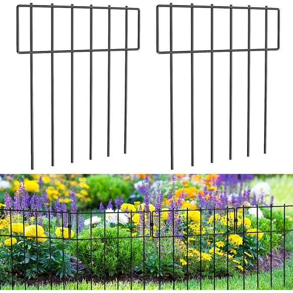 NEX 10 Pack Animal Barriers Fence Rust-proof Garden Fence Border Panel Decor Black