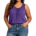 thumbnail image 2 of Qulqfy Solid Women Tank Tops Flowy Plus Size Sleeveless Scoop Neck Knit Purple Summer Dressy Beach Casual Graphic Shirts XL, 2 of 6