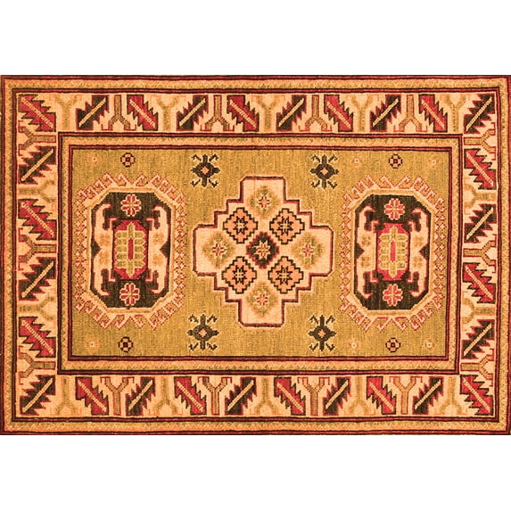 Ahgly Company Indoor Rectangle Geometric Orange Traditional Area Rugs, 6' x 9'