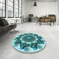 thumbnail image 4 of Ahgly Company Tapis d'Intérieur Lavable en Machine Carré Transitionnel Bleu, 5 Pieds Carré, 4 of 7