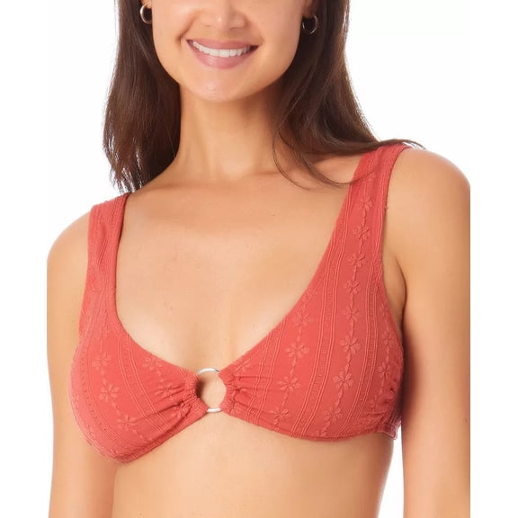 California Waves CORAL Juniors' Jacquard Bralette Bikini Swim Top, US X-Large