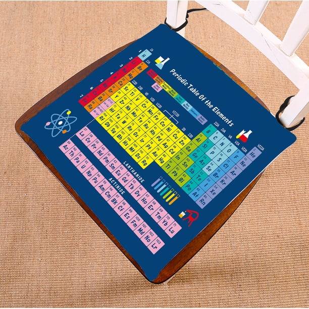 ABPHQTO Tabla periódica de elementos químicos Cojín de silla Cojín de asiento Cojín de silla Cojín de suelo con cojín interior de memoria transpirable y lazos Impresión a dos lados 16 x 16 pulgadas ABPHQTO Chair-QQQ-20-16x16