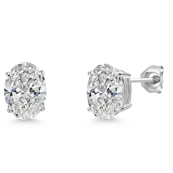 Gem Stone King 3 Cttw 14K White Gold IGI Certified Lab Grown Diamond Stud Basket Setting Earrings | Oval Cut | F-G Color | VS Clarity | Double Notch | Gold Earrings for Women Men