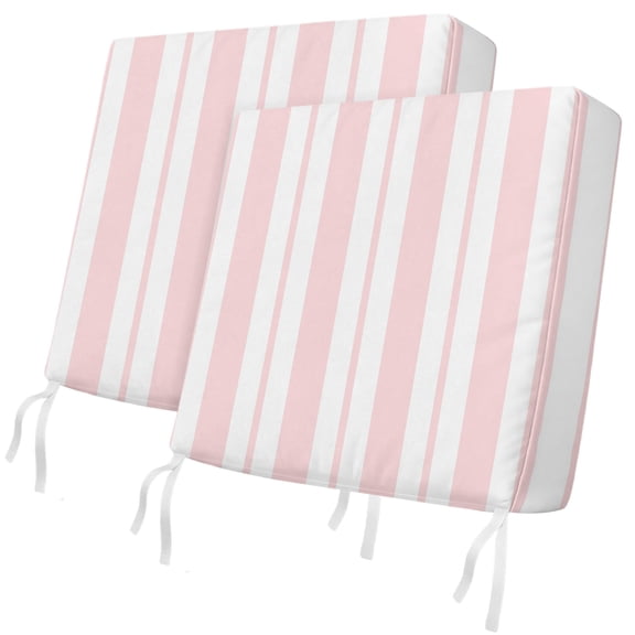 Outdoor Patio Cushion Covers 2 Pack Pink Striped Patio Chair Cushion Covers with Ties and Zipper Rustic Farmhouse Stripes Waterproof Outdoor Seat Cushion Covers for Patio Furniture 24"x24"