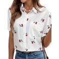 thumbnail image 1 of Blusa Informal de Corta con Cuello Abotonado y Estampado de para Mujer. M, 1 of 9