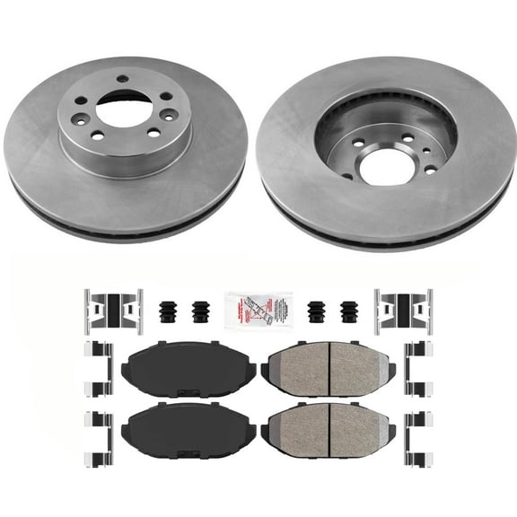 Front Coated Disc Brake Rotors Fleet Duty Semi Metallic Pads For 98-02 Town Car
