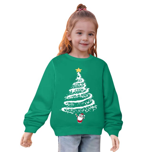 Diufon Chandail en Molleton de Noël pour Garçons et Filles Manches Longues Col Rond Pull Automne Hiver Hauts Chauds