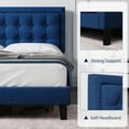 thumbnail image 7 of SAINSPEED Queen Size Bed Frame with Linen Button Tufted Headboard, Heavy Duty Mattress Foundation, and Noise-Free Design in Blue, 7 of 7