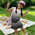 thumbnail image 2 of Girls' Clothing Sets Summer Outfits Size 10-12 Cute Preppy Girls 2 Piece Outfits Lounge Set Casual Tank Top and Y2K Skirts Clothing Sets Black 9-10 Years, 2 of 6