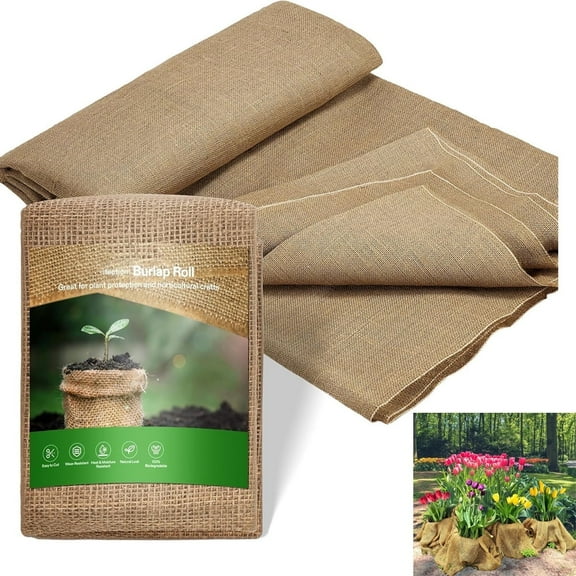Burlap Fabric Roll,Tutuviw 13ft High Density Natural Jute Fiber,Multipurpose Burlap for Gardening Outdoor Plant Care Weed Barrier,DIY Crafts Decoration,Wedding Decor,Tree Trunk Wrap