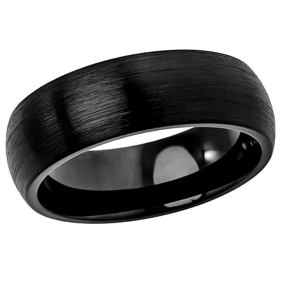Free Engraving Personalized Custom Engraving Men's Women's Tungsten Wedding Band 8mm Brushed Black IP Plated Classic Domed BandSZ: 13