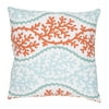 18'' Baby Blue, & Tangerine Tango Orange Coastal Pattern Decorative Throw Pillow