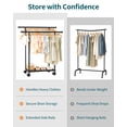 thumbnail image 4 of Sakugi Clothes Rack with Double Hanging Rods and Bottom Shelf, Rolling Metal Garment Rack for Bedroom Closet Storage, 38.5" x 16.9" x 58.5", Black, 4 of 9