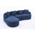 thumbnail image 3 of Navy Blue Full Compression Sponge L-Shape Sofa|Super Comfort with Wide Armrests & Deep Seat, 3 of 10