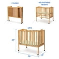 Delta Children Folding Portable Baby Mini Crib with 1.5inch Mattress, Natural