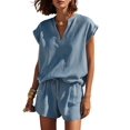 thumbnail image 2 of Women'S Two Piece Sets Summer V Neck Sleeveless Shorts Set XL, 2 of 9