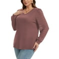 thumbnail image 2 of Daystry Womens Plus Size Long Sleeve Lace Tops Waffle Knit V-Neck Business Casual Loose Blouses Tee, 2 of 8