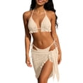 thumbnail image 2 of Aimik Women's Ruffle Bikini Sets 3 Piece Bathing Suits Textured Triangle Wrap Skirt Side Tie Cheeky Bikini Swimwear, 2 of 6