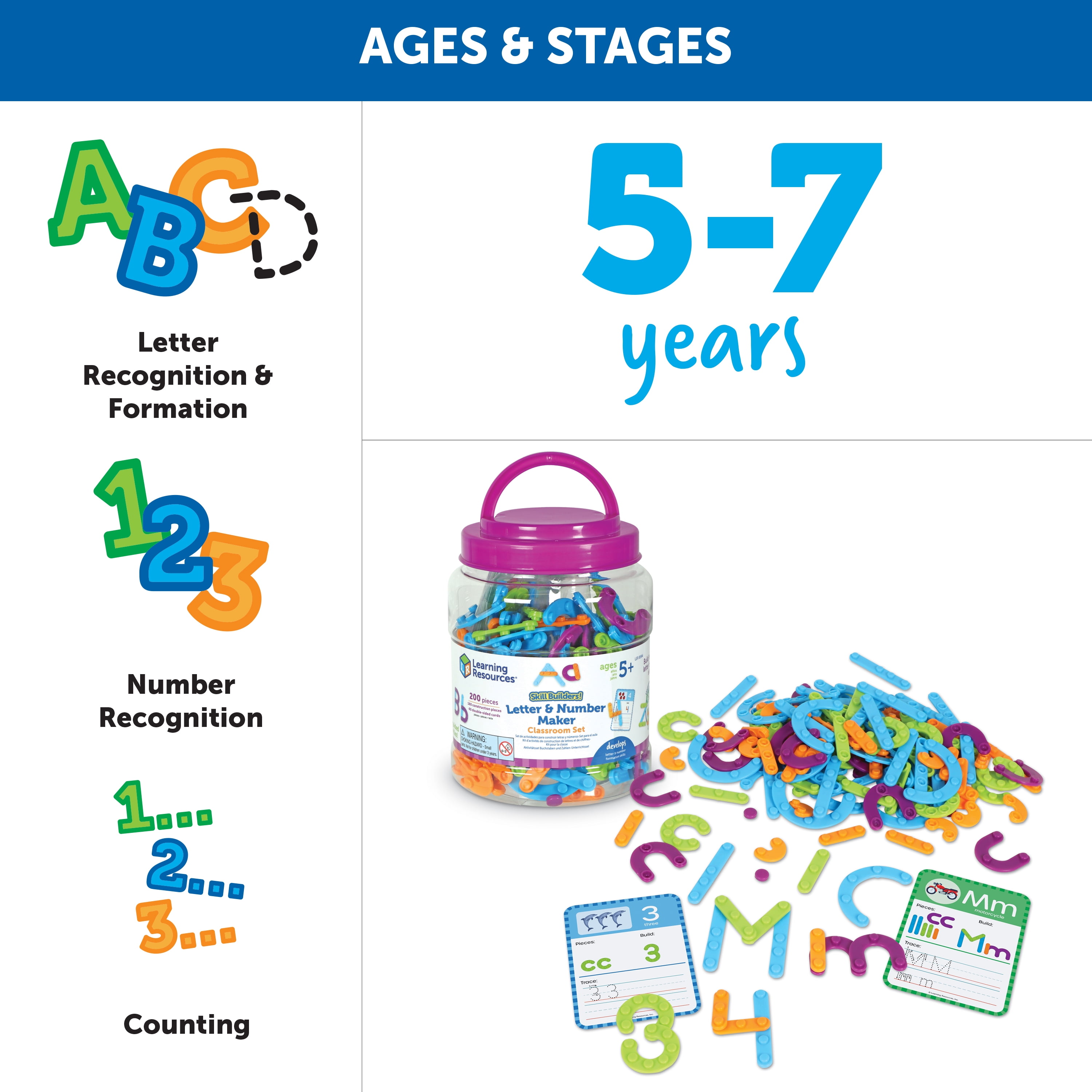 Learning Resources Skill Builders! Letter & Number Maker Classroom Set, 200 Pieces, Age 5+