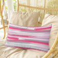 thumbnail image 4 of Pink Gray Stripes Pillow Covers, Linen Long Throw Pillow Case, Watercolor Modern Abstract Minimalist Holiday Pillow Protector Decorative Cushion Cover for Living Room/Bedroom 20" x 36", 4 of 8