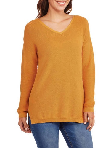 Faded Glory Women's V-neck Tunic Sweater - Walmart.com