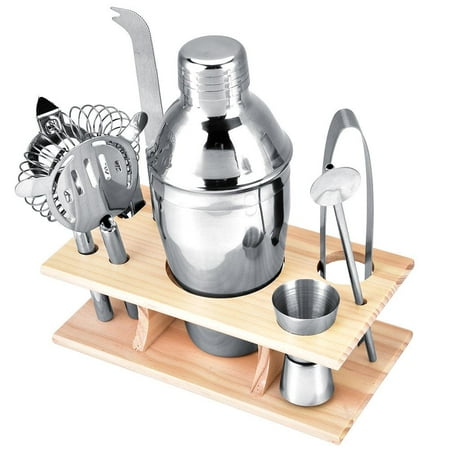 - WALFRONT 8pcs Stainless Steel Cocktail Shaker Mixer Drinker with Wood Holder Stand Drinking Tool Bar, Cocktail Set, Cocktail Shaker Kit