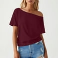 thumbnail image 2 of Tees Tops For Women T-Shirts Solid Off Shoulder Cropped Slim Going Out Fall Outfits Fashion Clothes 2025, 2 of 6