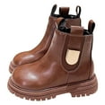 thumbnail image 4 of Linfrsh Boots for Girls Girls Shoes Fashion Solid Color Short Boots Non-Slip Breathable Women Boots Toddler Children Kids Trendy Baby Footwear Brown,2, 4 of 7