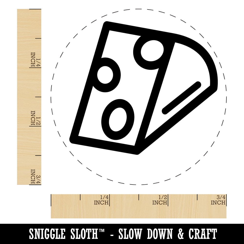 Wedge of Cheese Self-Inking Rubber Stamp Ink Stamper - Brown Ink - Small 3/4 Inch