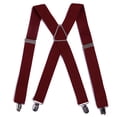 thumbnail image 4 of HDE Men's Big and Tall X-Back Clip Suspenders 1.5" Wide Adjustable 55" Long (Dark Red), 4 of 4