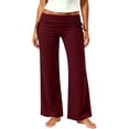 thumbnail image 2 of Polka Dot Pants for Women Lightweight Pull on Fold Over Yoga Pants Summer Casual Elastic Waist Gym Wine XXXL(XXXL), 2 of 9
