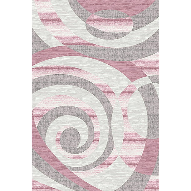 Premium 3d Hand Carved Modern Abstract, Gray And Pink Rug