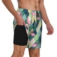 thumbnail image 2 of Kdxio Flamingo Print Men's Swim Trunks with Compression Liner 7 Inch Inseam Quick Dry Swim Shorts, 2 of 7