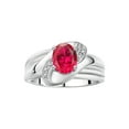 thumbnail image 1 of RYLOS Bagues pour Femmes Bague en Or Blanc 14K Pierre Précieuse Ovale 9X7MM et Diamants Design Classique Rubis de Juillet Bijoux pour Femmes Taille 5, 1 of 7
