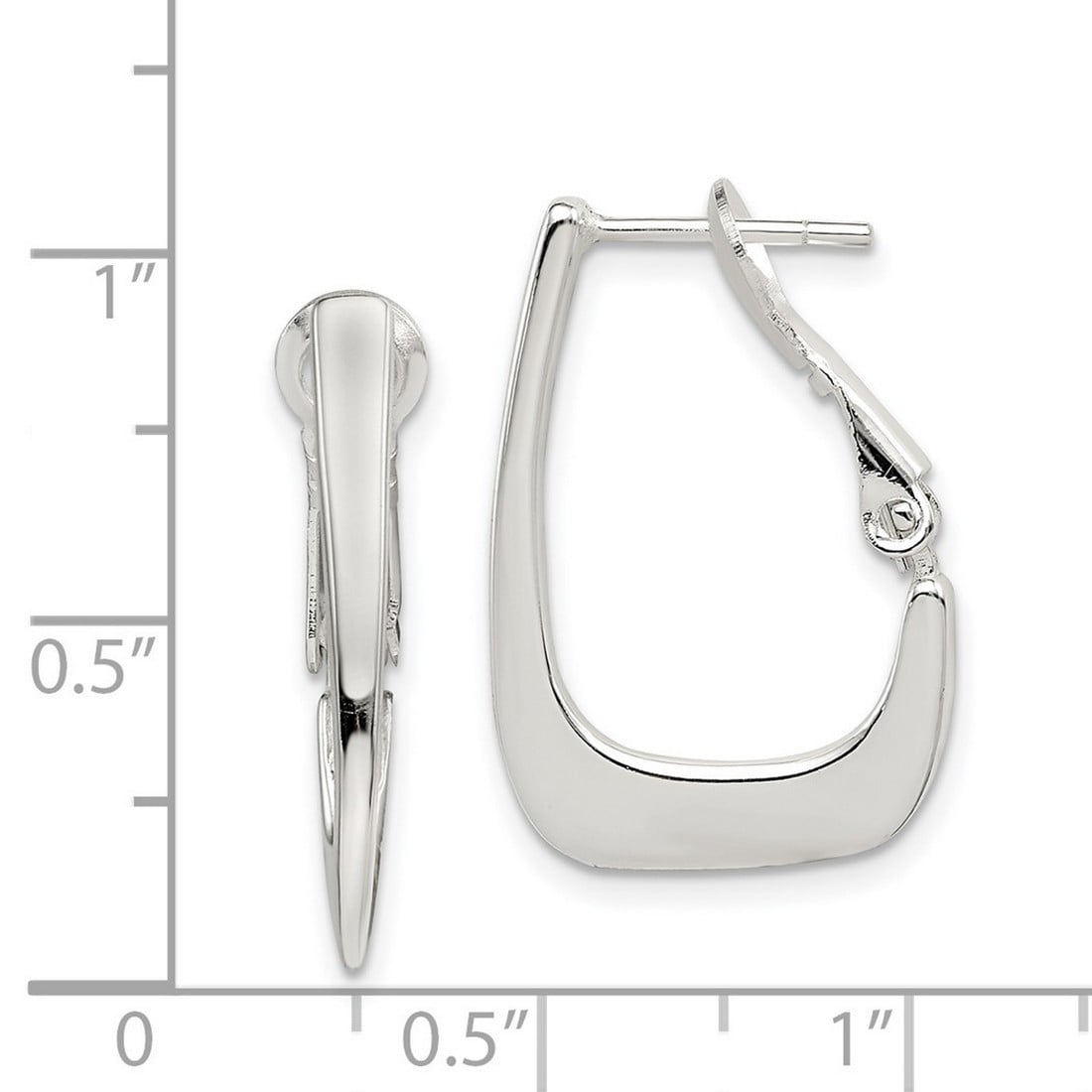 925 Sterling Silver Polished Omega back Clip Back Earrings 18x16mm Wide Clip on Earring for Women