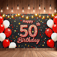 thumbnail image 4 of Happy 50th Birthday Backdrop Banner with Balloons Star Decors Party Supplies Birthday Decoration Photography Props Birthday Party Background, 4 of 7