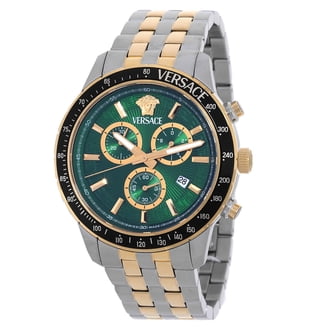 New Versace Hellenyium Two-Tone Steel Green Dial Men Quartz Watch