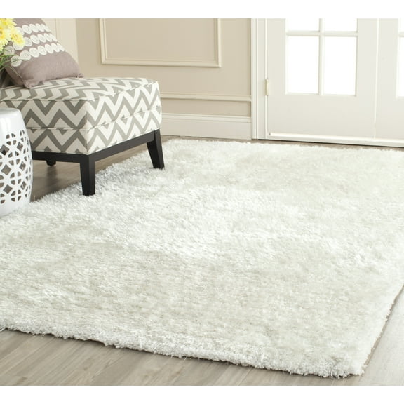 SAFAVIEH Henley Solid South Beach Polyester Shag Area Rug, Snow White, 11' x 15'
