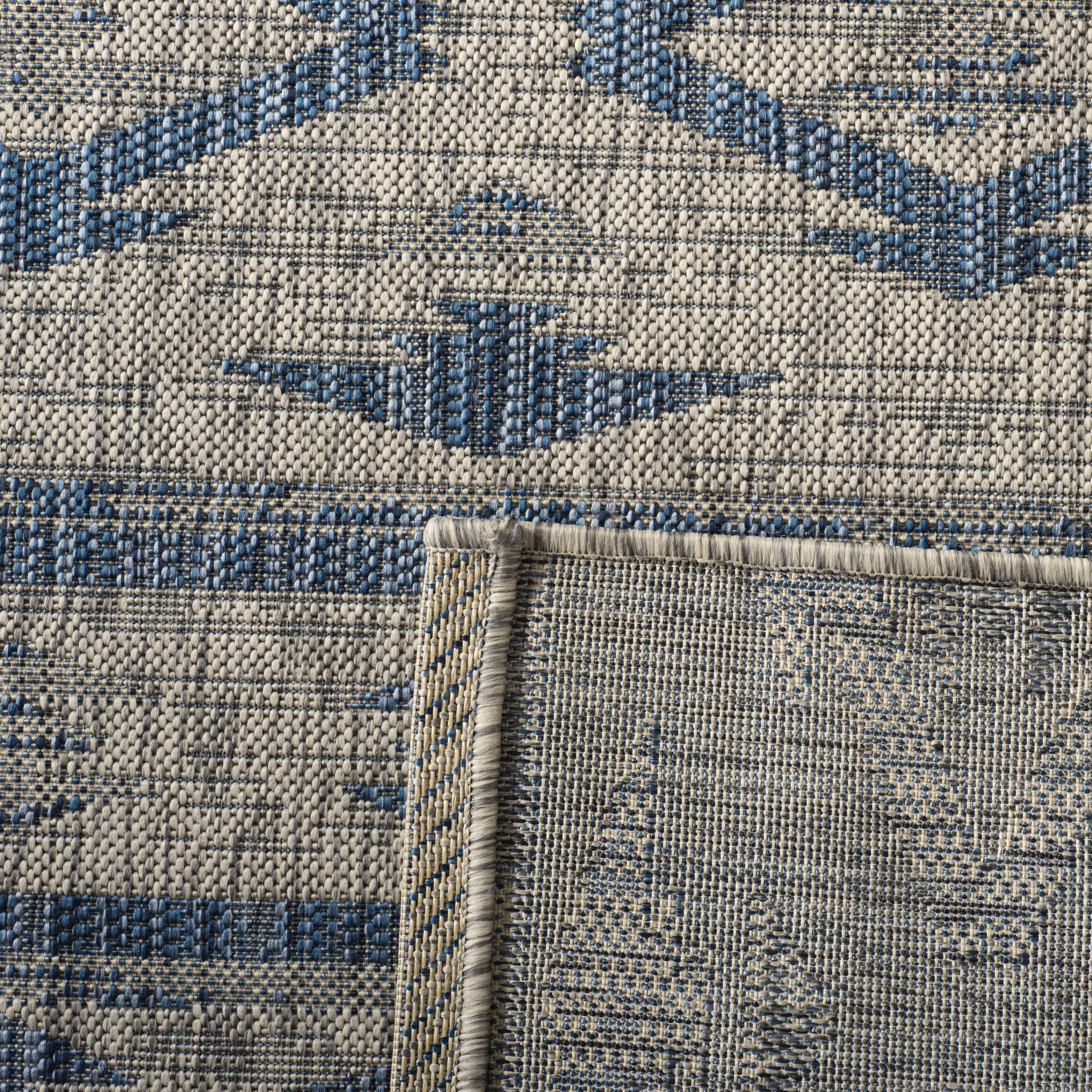 SAFAVIEH Courtyard April Geometric Indoor/Outdoor Area Rug, Grey/Navy, 5'3" x 7'7"