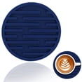 thumbnail image 1 of Round Silicone Drink Coaster, 10cm Heat Resistant Table Mat, Non Slip Cup Pad – Multiple Colors, Dark Blue, 1 of 5